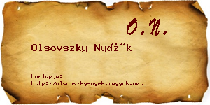 Olsovszky Nyék névjegykártya